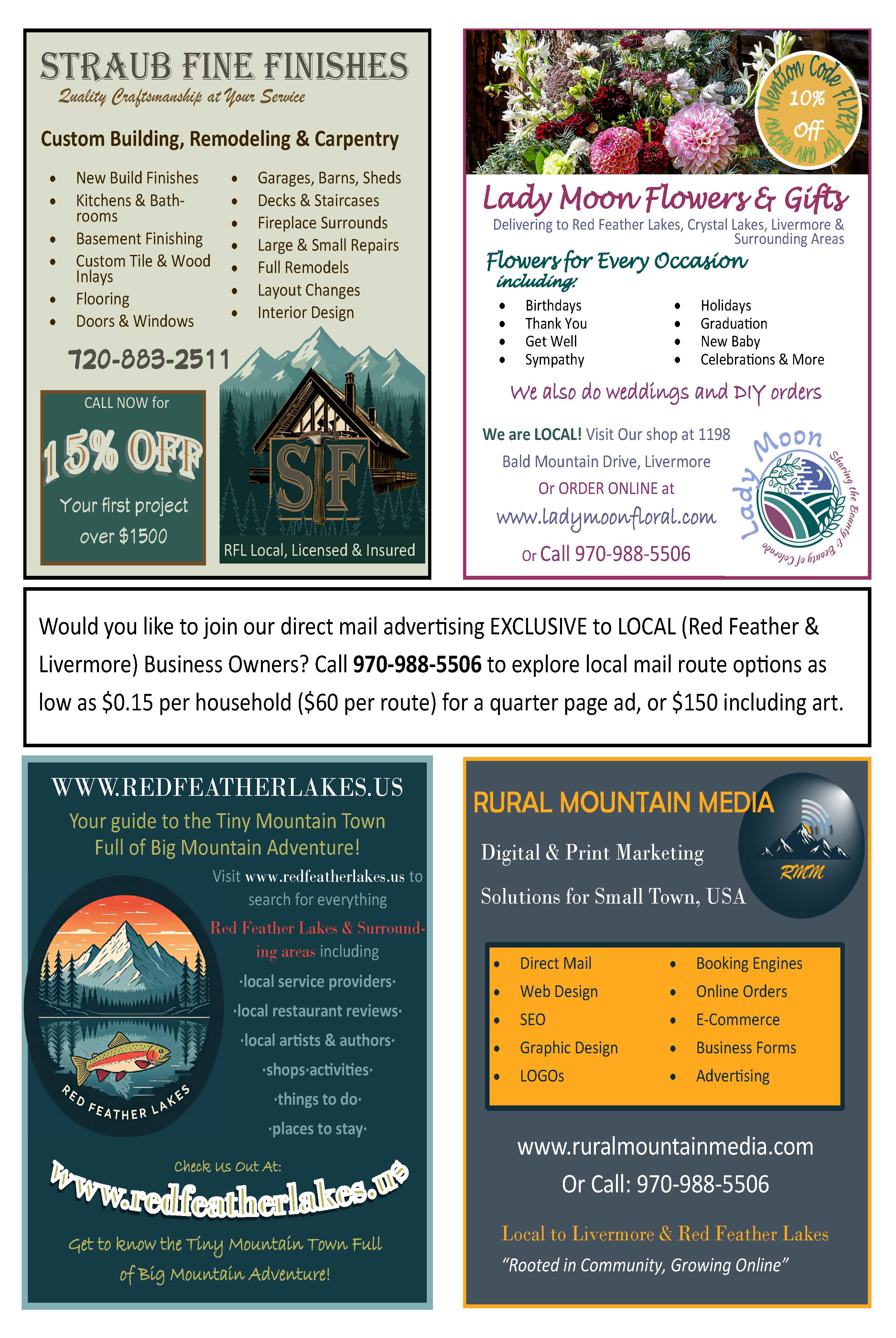 Direct-mail flyer designed by Rural Mountain Media