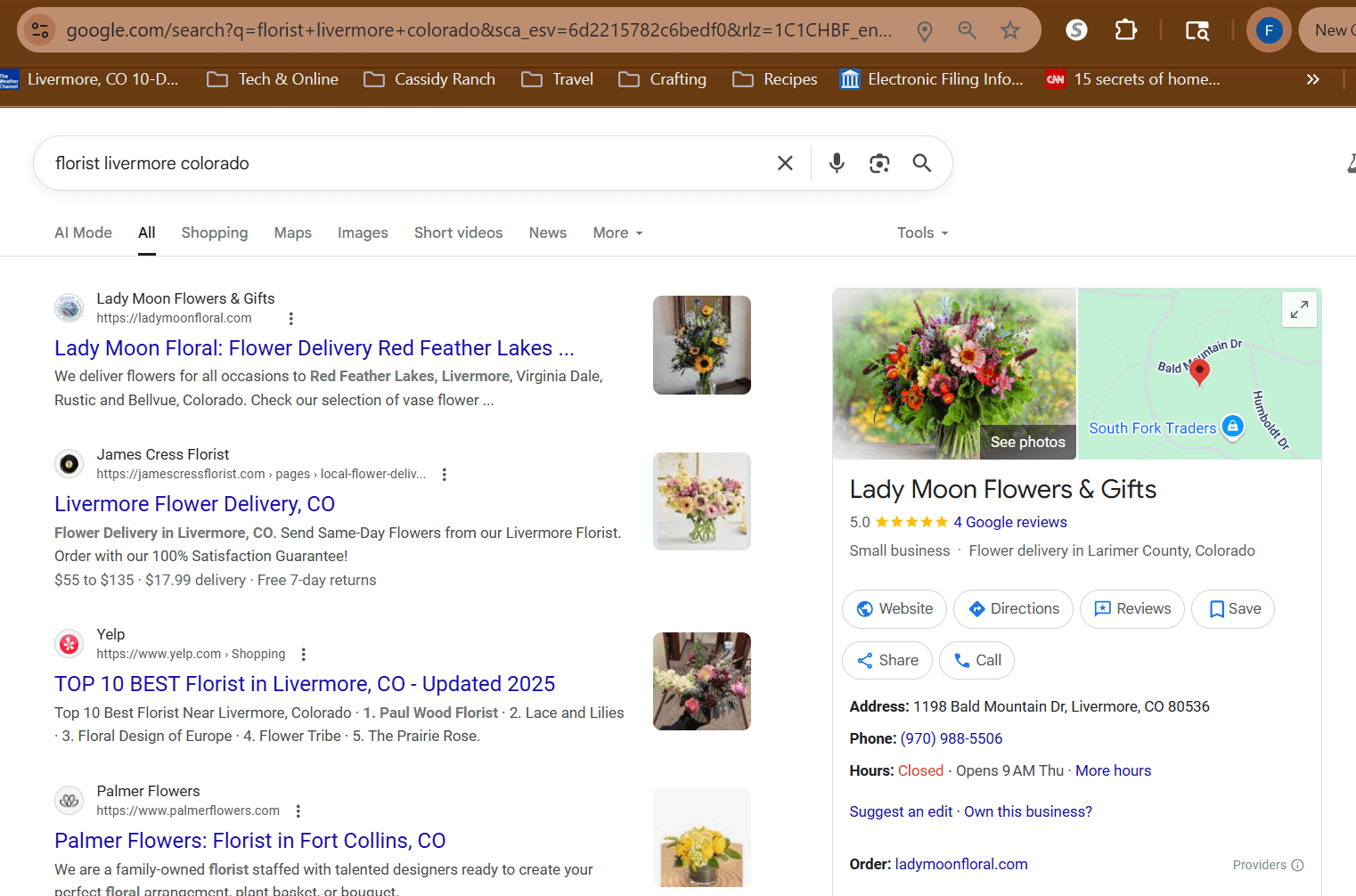 Google Business Profile listing shown in local search results