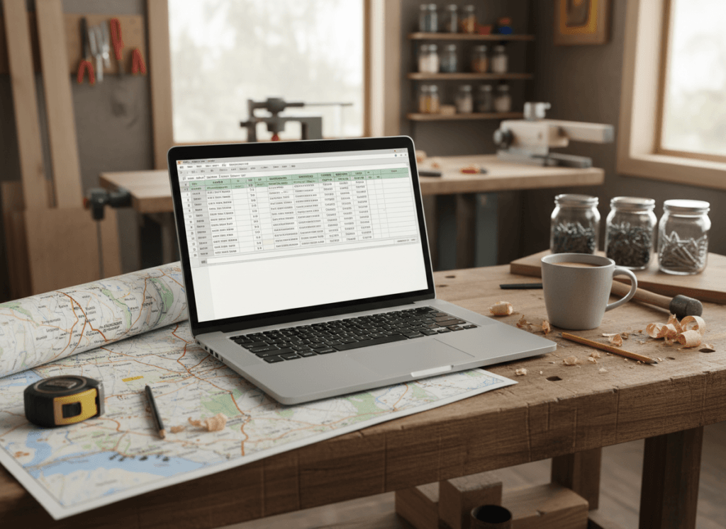 Firefly_Gemini Flash_I need a photo of a modern laptop open to an Excel spreadsheet. The laptop should be 288301