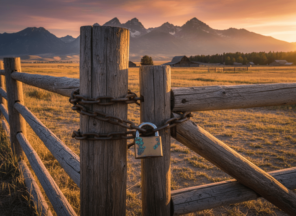 Locked gate illustrating the need for business security procedures.