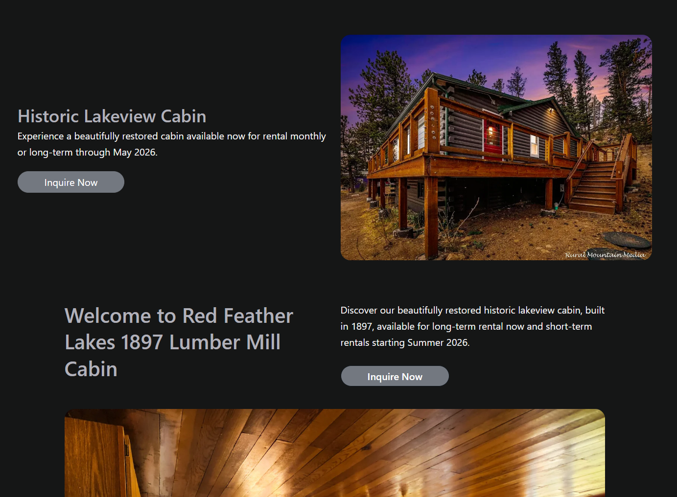1897 Lakeview Cabin at Red Feather Lakes website