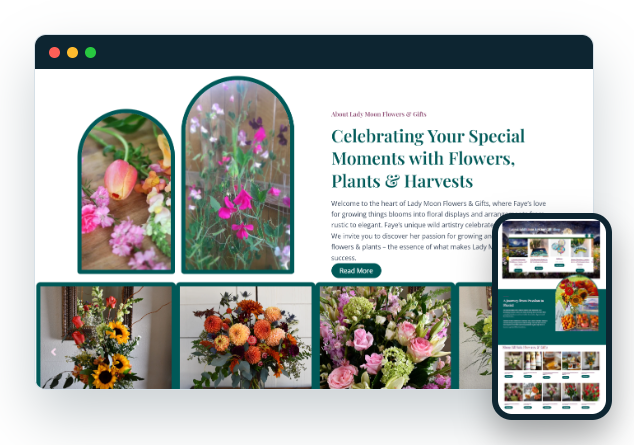 Lady Moon Flowers & Gifts website by Rural Mountain Media
