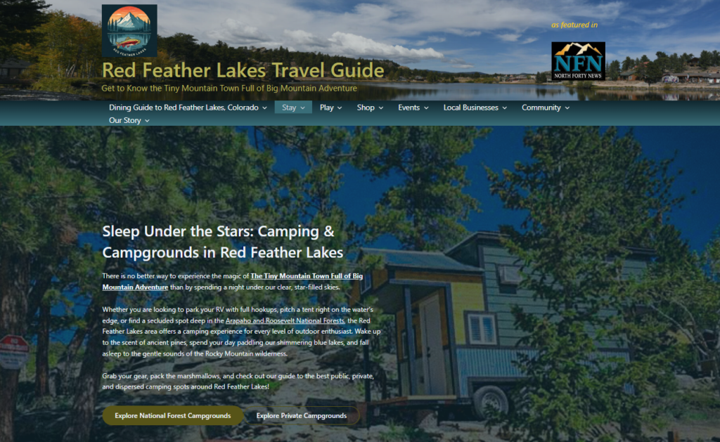 Red Feather Lakes Travel Guide website by Rural Mountain Media